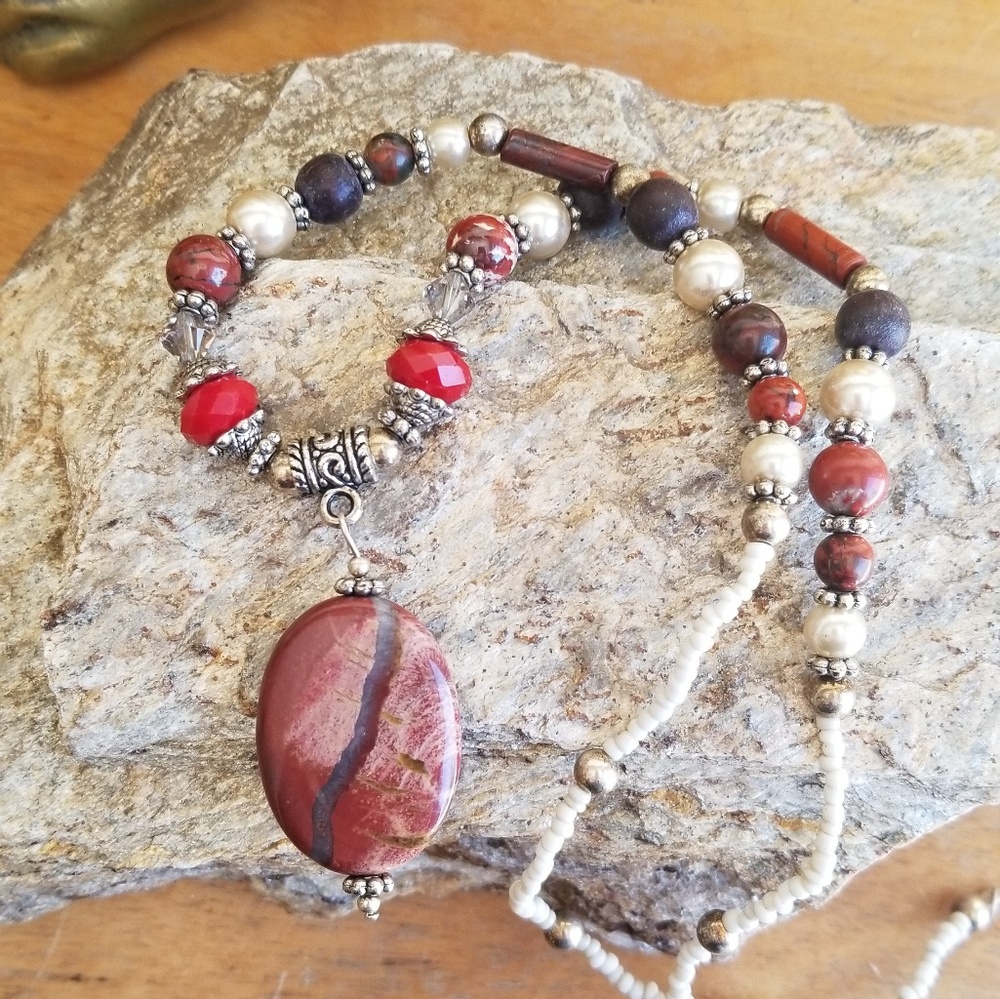 Handmade Natural gemstone and crystal necklace
